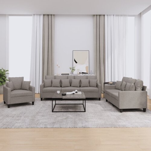  3-dijelni set sofa s jastucima smeđesivi od tkanine Cijene