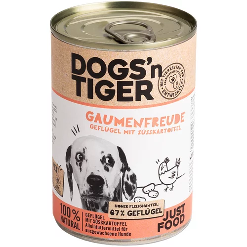 Dogs'n Tiger Varčno pakiranje Adult 12 x 400 g - Perutnina & sladki krompir