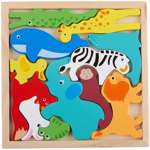  MARIONETTE WOODEN TOYS Drvena puzzle slagalica sa životinjama - 12 delova Slike