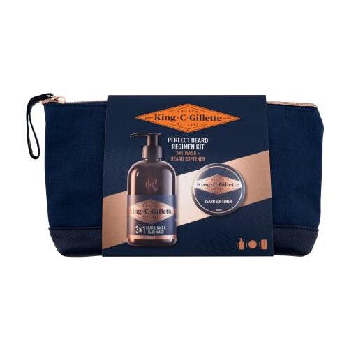 Gillette King C. Perfect Beard Regimen Kit set: šampon King C. Beard, Face & Hair Wash 350 ml + balzam za brado King C. Beard Softener 100 ml za moške Cene