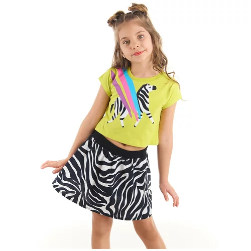 Mushi Rainbow Zebra Girl Crop-top T-shirt 100% Cotton Poplin Zebra Skirt Set