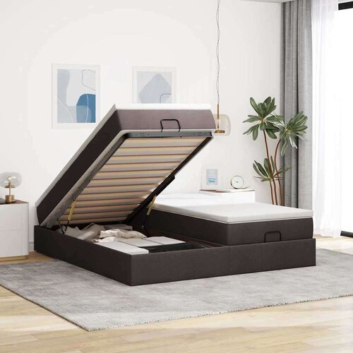 vidaXL Otomanski posteljni okvir z vzmetnicami rjav 180x200 cm blago Cene