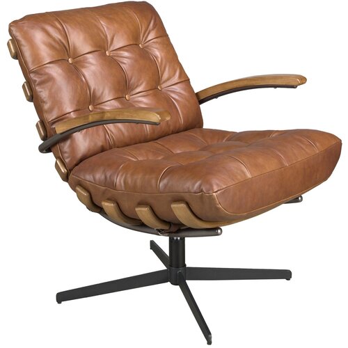 Angel Cerd&amp;aacute; Temno rjavo usnje in vrtljivi fotelj iz oreha, (5000008485) Slike