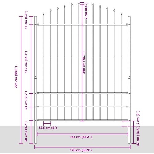vidaXL panel ograje z vrhom Komplet 5 Siva Prašno lakirano jeklo Cene