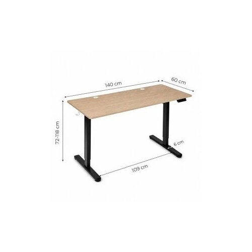 ModernHome JSD-C5-1-15 &amp;ndash; Električni radni stol s podesivom visinom 72&amp;ndash;118 cm, 140 &amp;times; 60 cm, svijetli hrast Slike