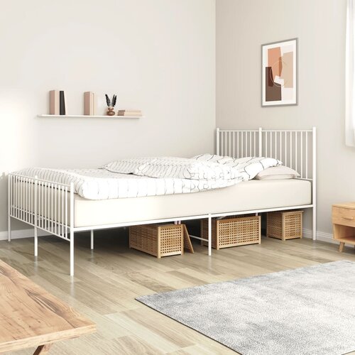 The Living Store Kovinski posteljni okvir z vzglavjem in vznožjem bel 160x200 cm - Posteljni Okvir, (21531881) Cene