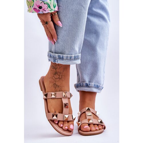 Boto Women's Slippers With Large Studs Nude Mercure Cene