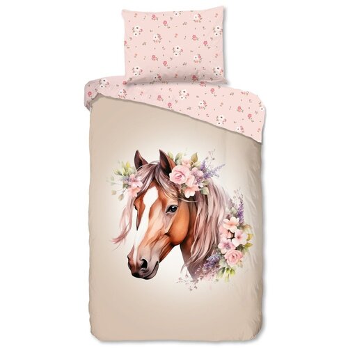 Good Morning Ružičasta/smeđa pamučna dječja posteljina za krevet za jednu osobu 140x200 cm Avera – Cijene