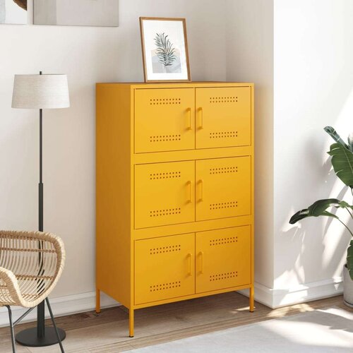 vidaXL Visoka komoda boja senfa 67 x 39 x 113 cm čelični Cijene