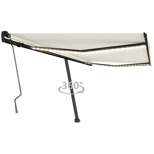 vidaXL ročno zložljiva tenda z led lučkami 450x300 cm krem Cene