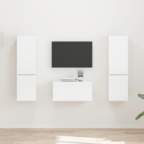  Set TV komoda 5 pcs Visoki sjaj bijela Konstruirano drvo Cijene