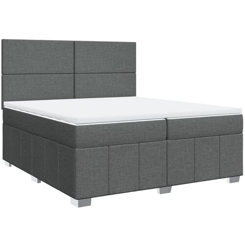 vidaXL Box spring postelja z vzmetnico temno siva 200x200 cm blago, (21306256) Cene