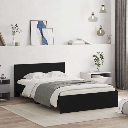 VidaXL Okvir za krevet s uzglavljem crni 135x190 cm Slike