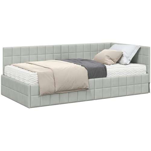 vidaXL Kutni krevetni okvir s madracem 2 pcs Svjetlosiva Bar&scaron;un - Svjetlosiva 100 x 200 cm Cijene
