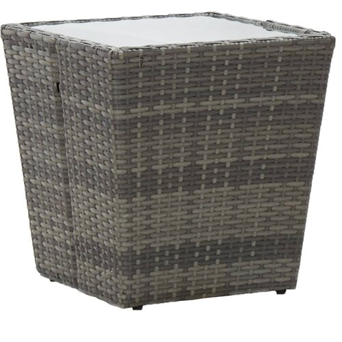 VidaXL Čajna mizica siva 41,5x41,5x43 cm poli ratan in kaljeno steklo, (20625218) Slike