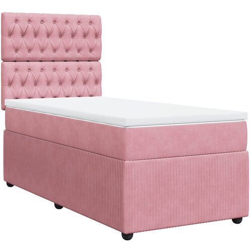 vidaXL Box spring krevet s madracem ružičasti 100x200 cm baršunasti Cene