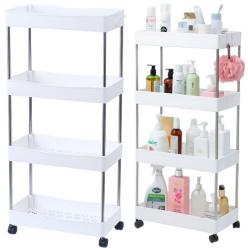  Mobilna polica na kotačima sa 4 police - bijela Cijene