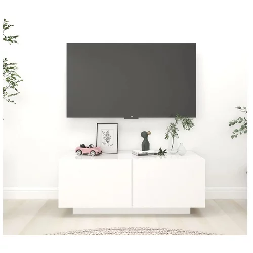  TV omarica visok sijaj bela 100x35x40 cm iverna plošča