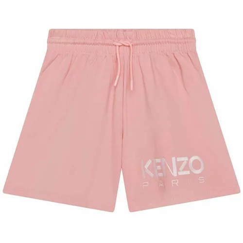 Kenzo Kids Dječje pamučne kratke hlače boja: ružičasta, s aplikacijom, podesivi struk
