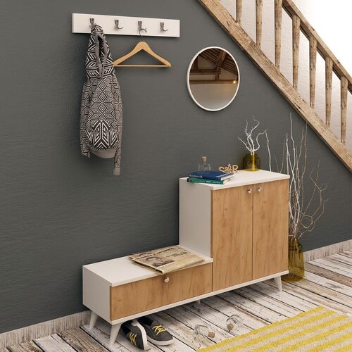 Hanah home FİJEL OakWhite Shoe Cabinet Slike