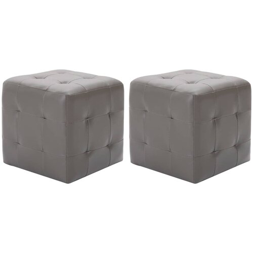 The Living Store Tabure 2 kosa siv 30x30x30 cm umetno usnje - Tabure, (21662899) Cene