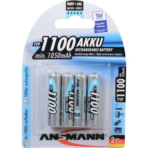 Ansmann 1x4 NiMH rech. battery 1100 Micro AAA 1050 mAh Slike