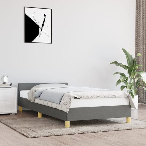 VidaXL okvir za krevet s uzglavljem tamnosivi 90x190 cm od tkanine Slike