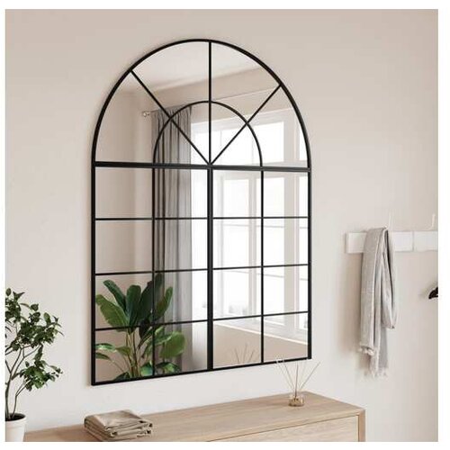 vidaXL Zidno ogledalo crno 100x130 cm lučno željezno Cijene