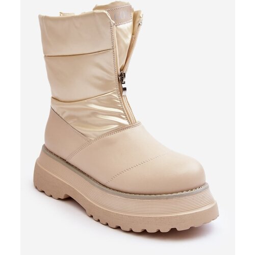 Kesi Women's snow boots with a thick sole with a zipper GOE beige Cene