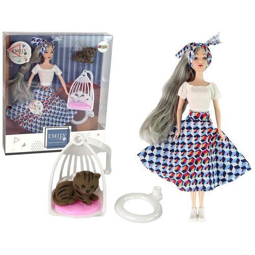  Lutka za igru Emily s plišanom mačkom u kavezu - 30 cm Cene