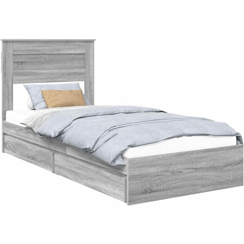 vidaXL Postelja s shranjevanjem z vzglavjem Siva Sonoma 75 x 190 cm, (5000105979) Cene