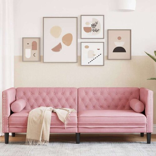  Trosjed Chesterfield s jastučićima ružičasti bar&amp;scaron;unasti Slike