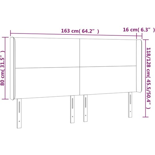  LED uzglavlje sivo 163x16x118/128 cm od umjetne kože Slike