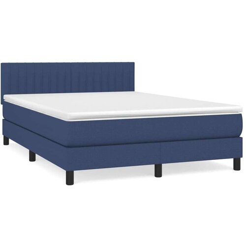 vidaXL Box spring postelja z vzmetnico modra 140x200 cm blag Cene