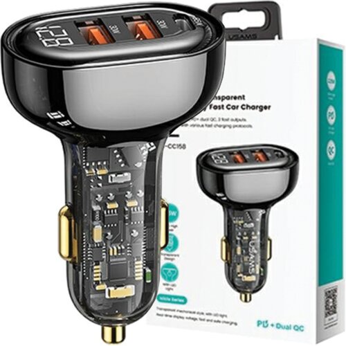 Usams OMREŽNI POLNILEC 2XUSB+1XUSB-C 125W ZA TELEFONE ČRN, (22007304) Slike