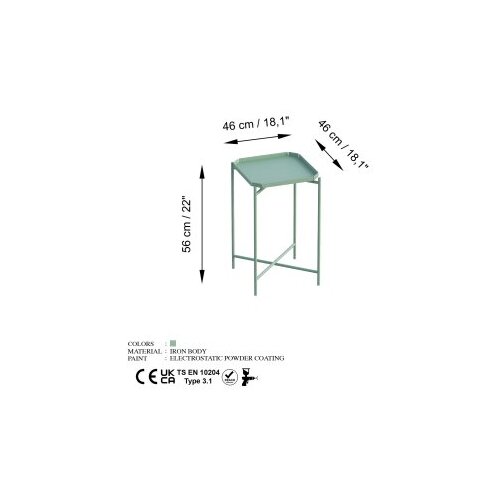 Hanah home Club sto Shb-008-D, 46x56x46 cm, Zeleni Cijene