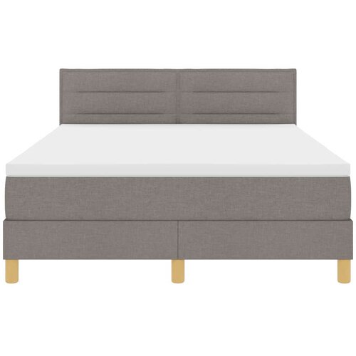  LED Box Spring Krevet Sivo-smeđa 140 x 200 cm tkanina Slike