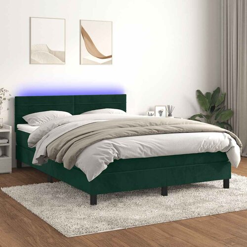  box spring s madracem LED tamnozeleni 140x190 cm bar&amp;scaron;un Slike