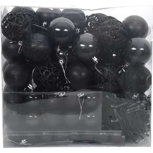 VidaXL set božićnih ukrasnih kuglica 120 pcs crna plastika Slike