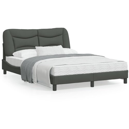 VidaXL Okvir za krevet s uzglavljem tamnosivi 140x190 cm od tkanine Slike