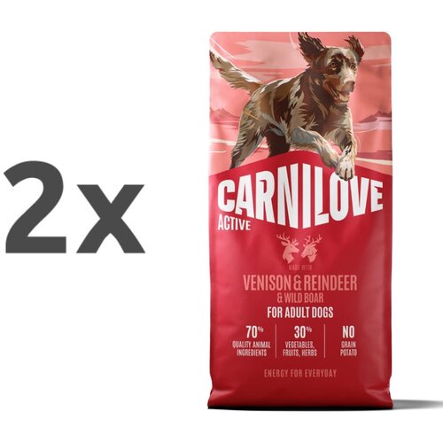 Carnilove Dog Active Adult, briketi - divjačina, jelen in divja svinja 2 x 12 kg Cene