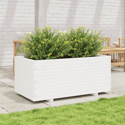  Vrtna sadilica bijela 110x60x49,5 cm od masivne borovine Slike
