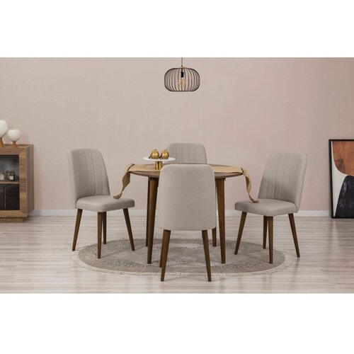 Woody Fashion Set Trpezarijski sto i 4 trpezarijske stolice Vina 1005, Svijetlosivi Cene