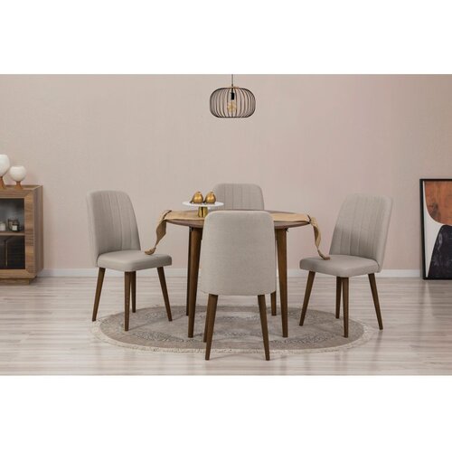 Woody Fashion trpezarijski sto i stolice vina 1005 walnut cream Slike