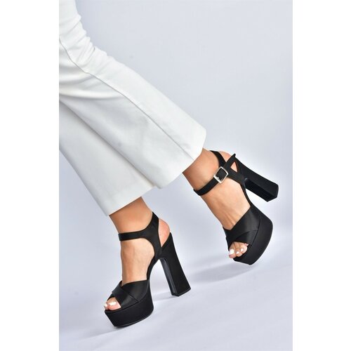 Fox Shoes Women's Black/Black Satin Fabric Platform Heels Evening Dress Shoes Slike