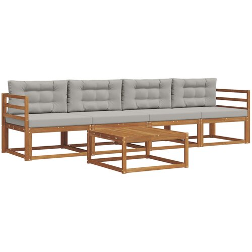  Set vanjskih sofa 5 pcs Prirodna i svijetlo siva Slike