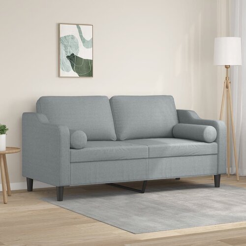 VidaXL Kavč dvosed z blazinami svetlo siv 140 cm blago Slike