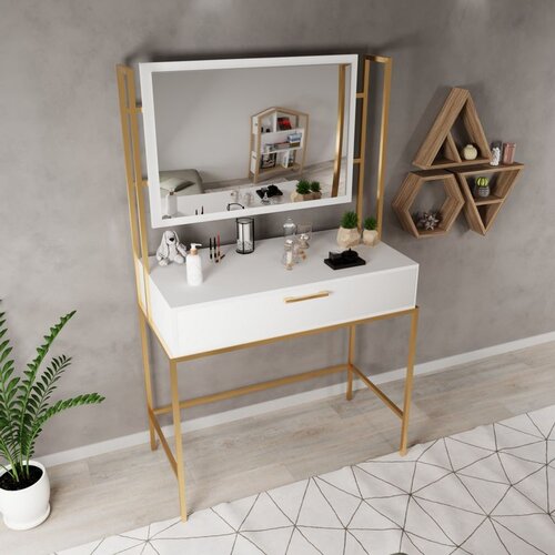 Hanah home modern L753 whitegold make-up table Slike