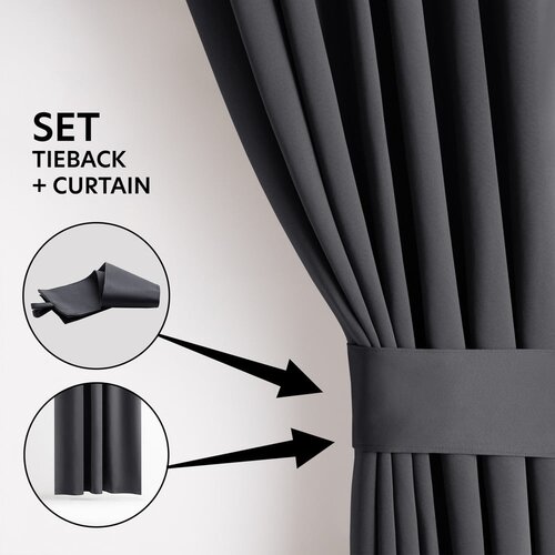 Restilo Temno siva zatemnitvena izolacijska zavesa 140x245 cm Pleat &amp;ndash; Slike