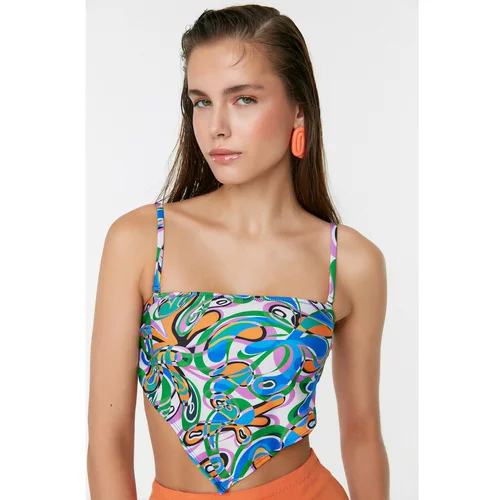 Trendyol Lilac Print Detail Bikini Top